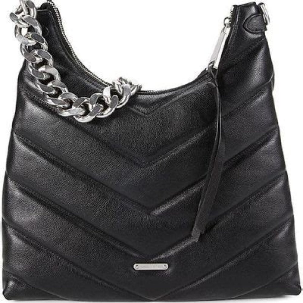 Rebecca Minkoff Black Quilted Leather Hobo Bag